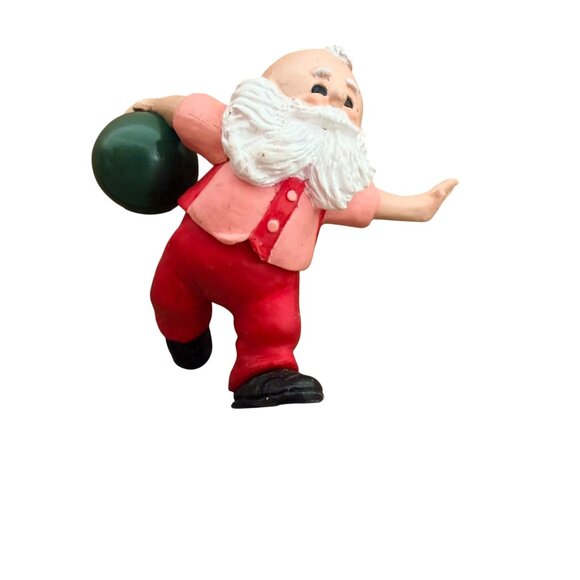 Santa Bowling Figurine North Pole Bowl Christmas Ornament 1983 Miniature - Picture 1 of 5